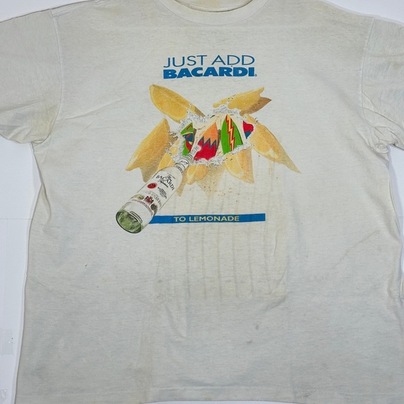 Vintage Just Add Bacardi T-Shirt Men Size XL White Make Waves Promo Shirt 1990s - Picture 3 of 13